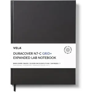 Advanced N7-C Expanded DuraCover Lab Notebook, 9.25 x 11.75 in, 144 Pages, Gray Saturated Weave, Permanent Bound, 70lb Heavyweight Paper (1-Pack, Grid+)