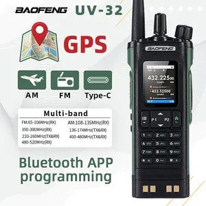 BAOFENG UV-32 Walkie Talkie GPS Multi Band 10W Bluetooth Programming Wireless Copy Frequency 1000CH Long Range NOAA Ham Two Way Radios