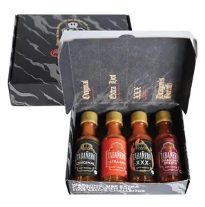 Tabañero Challenge Box, Hot Sauce Gift Set, 4 Pack, Original, Extra, XXX Hot and Dragon's Breath, 1.7 oz Mini Glass Bottles, Gluten Free, All Natural, Low Sodium, Vegan, Kosher, Made in the USA