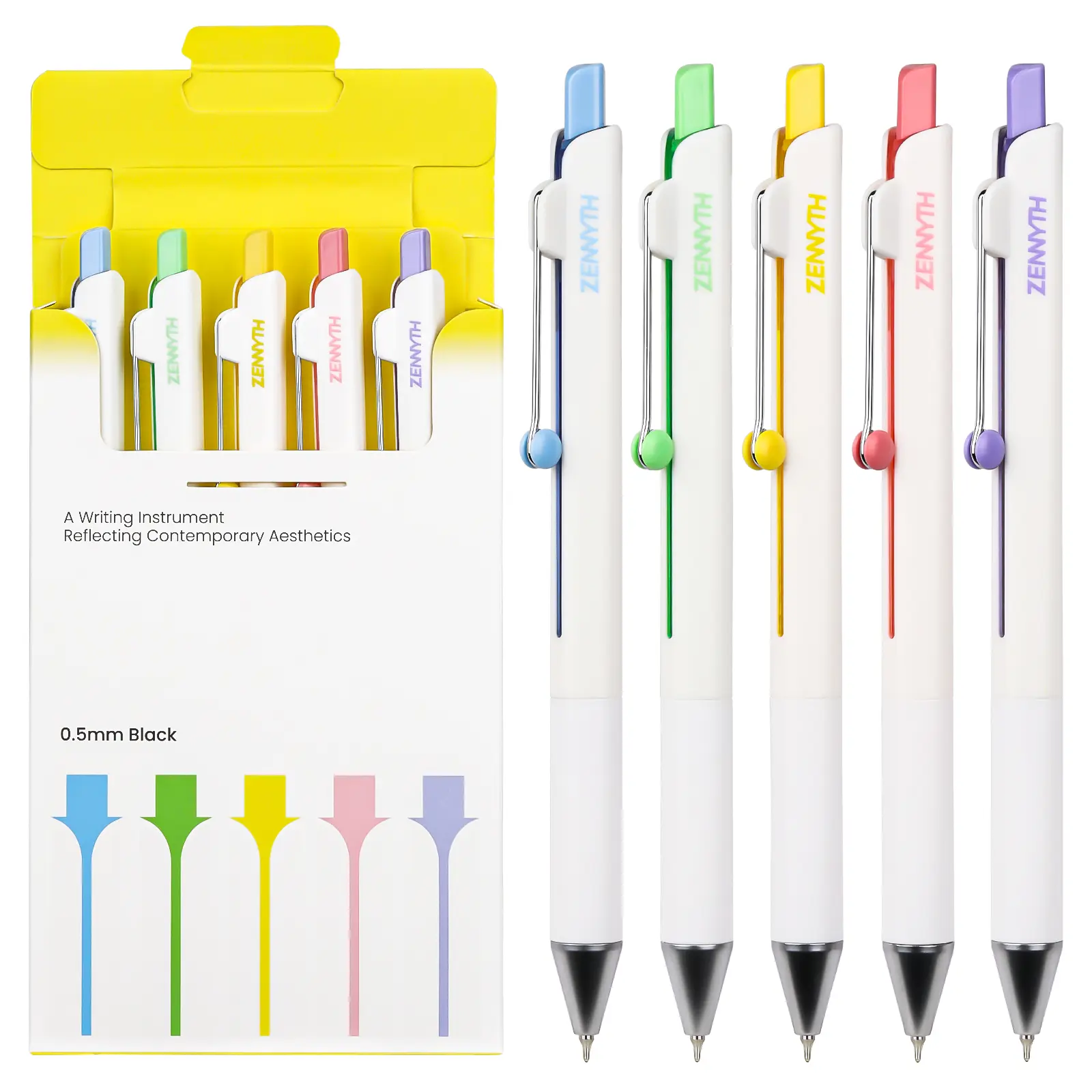 Ddaowanx Fine-Point Note Taking Pens Set - 5 Pcs Gel Pen Body, 0.5mm Quick Dry Black Ink, Smooth Writing Office Stationery for Writing Tasks, College Student Pen, Quick Dry Ink
