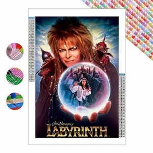 Classic Movie Labyrinth Diamond Painting, David Bowie Portrait Movie Character Poster Cross Stitch Kit ,Mosaic Diamond Embroidery Craft Art Home Wall Decoration Handmade Gift