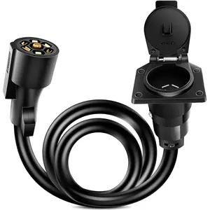 Nilight 3FT 7-Way Trailer Plug Socket Extension Cable