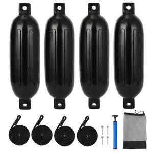4 Pack Boat Fenders,20"Inflatable Boat Bumpers for Docking,Dock Bumpers with 4 Ropes,1 Air Pump & 1 Storage Bag,Ideal for 10-35ft Boats, Yachts
