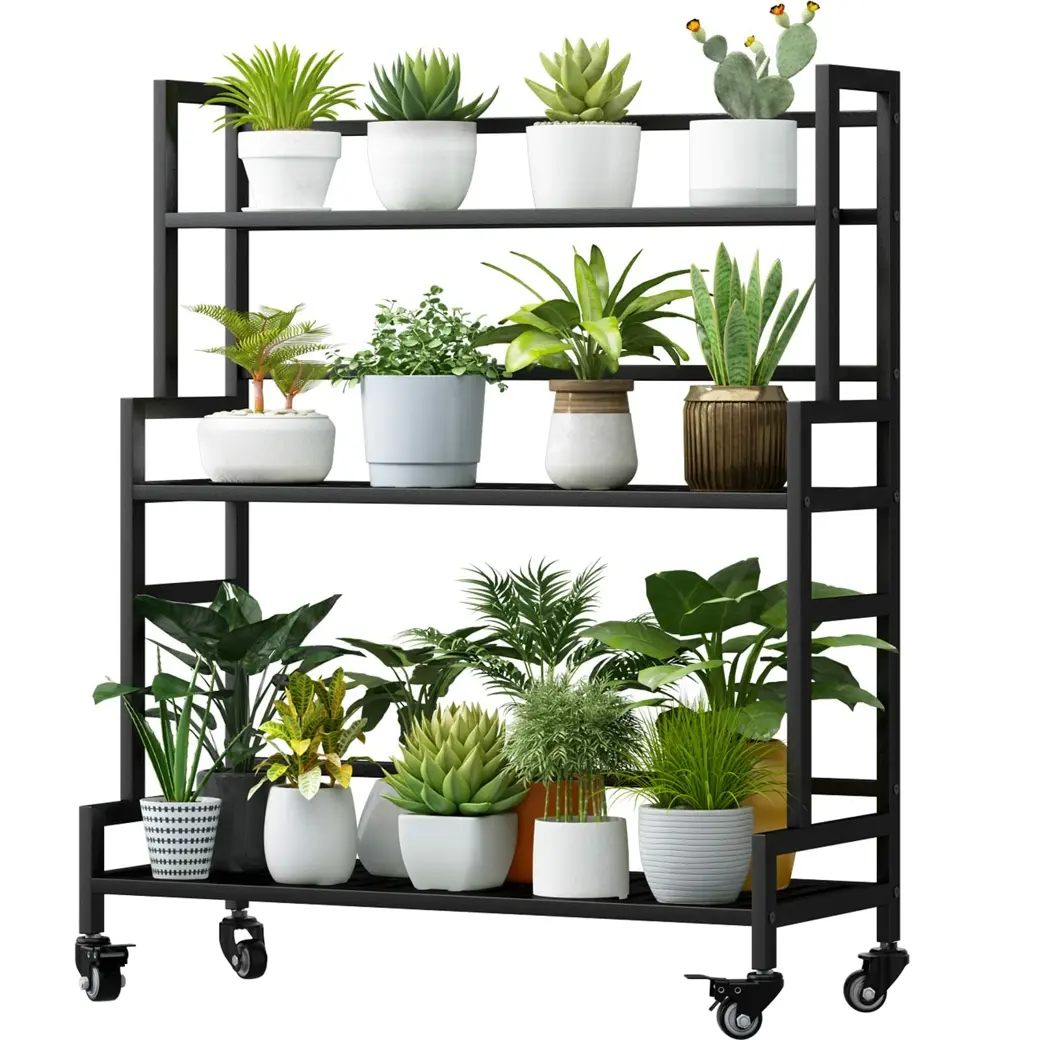 Plant Stand 3 Tier Indoor Metal Outdoor Tiered Stands Shelf With wheel for Multiple Plants Potted Ladder Plant Holder Table Plant Pot Stand for Window Garden Balcony Living Room Deals For You Days
