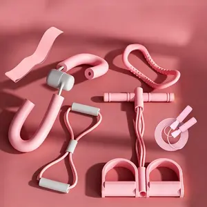 Pink Resistance Bands Set for Women, 6 pcs Home Workout Equipment Kit, Booty & Leg Trainer, Full Body Fitness Exercise Bands Portable Gym Set
