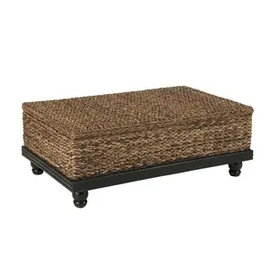 Delilah Handwoven Abaca and Mahogany Storage Coffee Table
