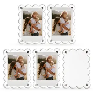 5pcs/10pcs Acrylic Magnetic Photo Frames for Fridge, 2.75x3.9 Inch Transparent Sector Frame, Mini Wallet Size Photos