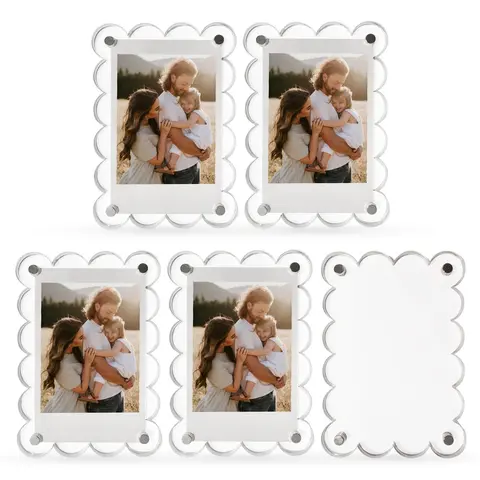 5pcs/10pcs Acrylic Magnetic Picture Frames for Refrigerator, 2.75x3.9 Inch Transparent Sector Frame, Mini Wallet Size Photos Decor, Magnet Picture Frames for Fridge