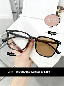 Smart Light-Sensitive Color-Changing Glasses, Plain Frame Makes Face Look Smaller, Daily Commute Essential, Photosensitive Glasses