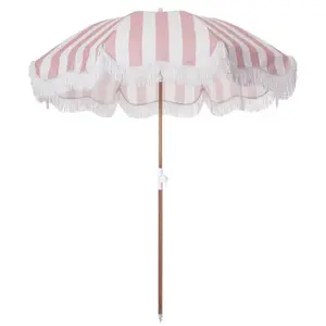 The Holiday Beach Umbrella - Pink Crew Stripe bus
