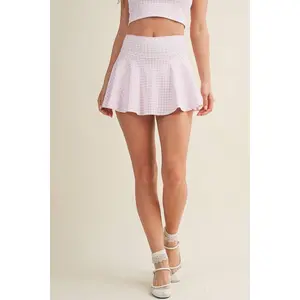 Gingham Mini Skort w/ Bow Back