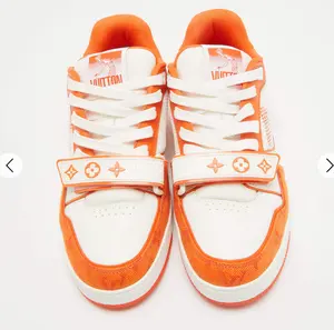 Louis Vuitton Orange Monogram Denim LV Trainer Sneakers - Brand New No Box (mens)