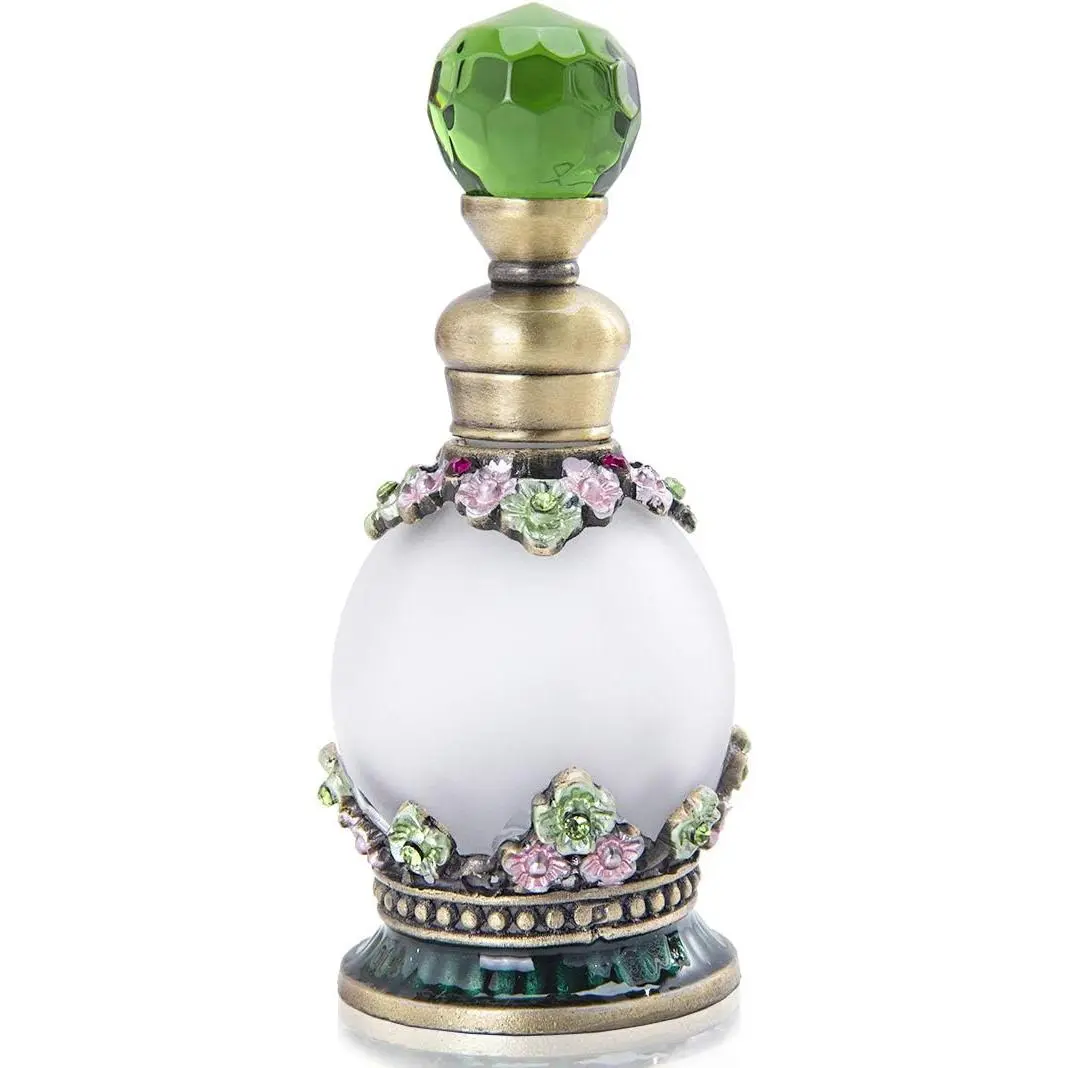Flower Perfume Bottles Empty  Fancy Decorative  Glass Perfume Vial(15ml,Green)