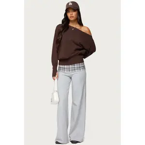 Kimmy Plaid Foldover Waist Pants Kimmy Plaid Foldover Waist Pants