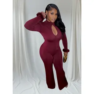 “FurReal Fine” Jumpsuit Burgundy