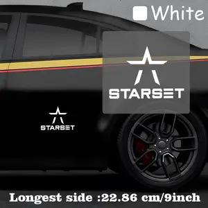 1PC Street Trendy Cyber Rock Logo Sticker Car Decals Stick on car bodies or band peripheral backpacks, this white star logo STARSET decor instantly has a cyber sci-fi rock vibe, STARSET fans can use it as a super stylish trendy decoration