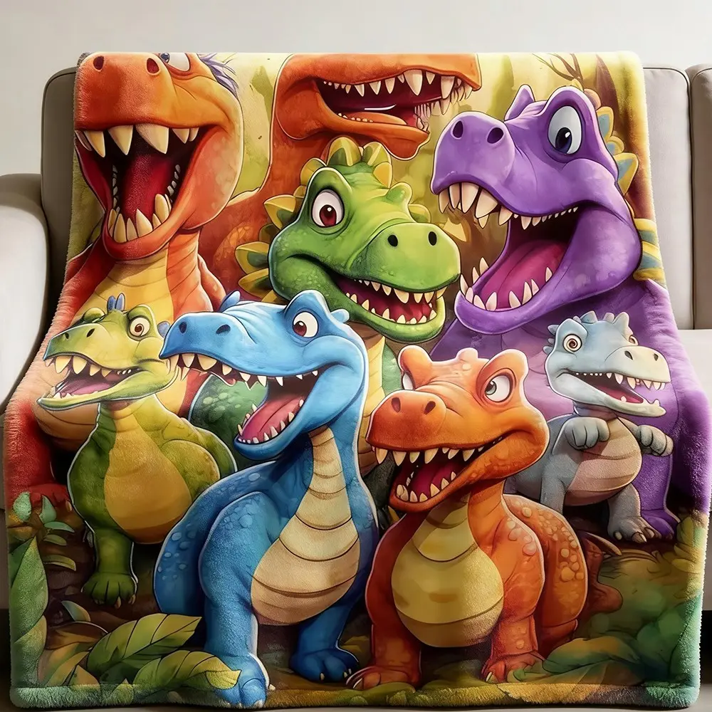 3D Dinosaur Blanket for Boys and Girls, Cute Smiling Dinosaur High-Definition Digital Print Flannel Cozy Blanket, Soft and Warm All-Season Fleece Blanket, 60x50 Inches