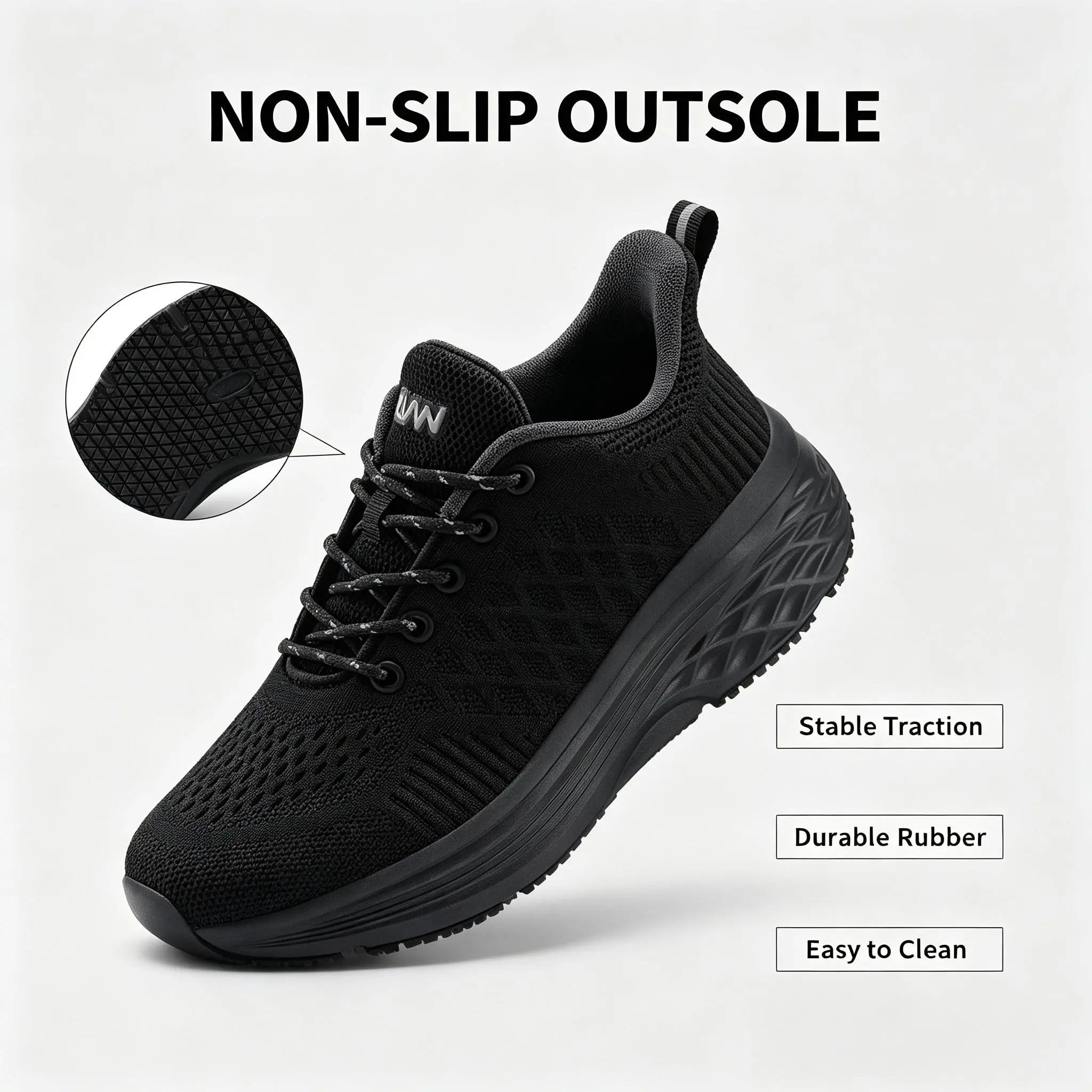 Women's Clinical Nurse Shoes - Laced, Breathable, Nonslip Cushion Work Shoes with Chic Fashionable Design, Rubber Sole for Hospital Use