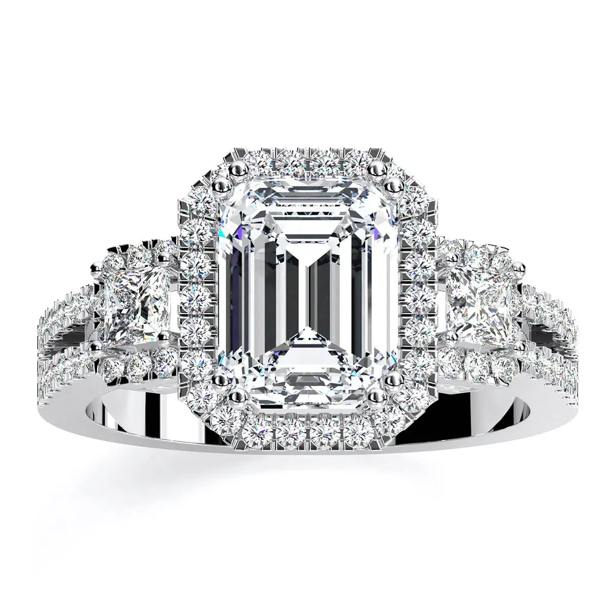 Erica - Emerald Moissanite Engagement Ring