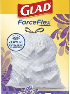 Glad ForceFlex Tall Kitchen Trash Bags, 13 Gallon, Gain Lavender, 40 Count (Package May Vary)