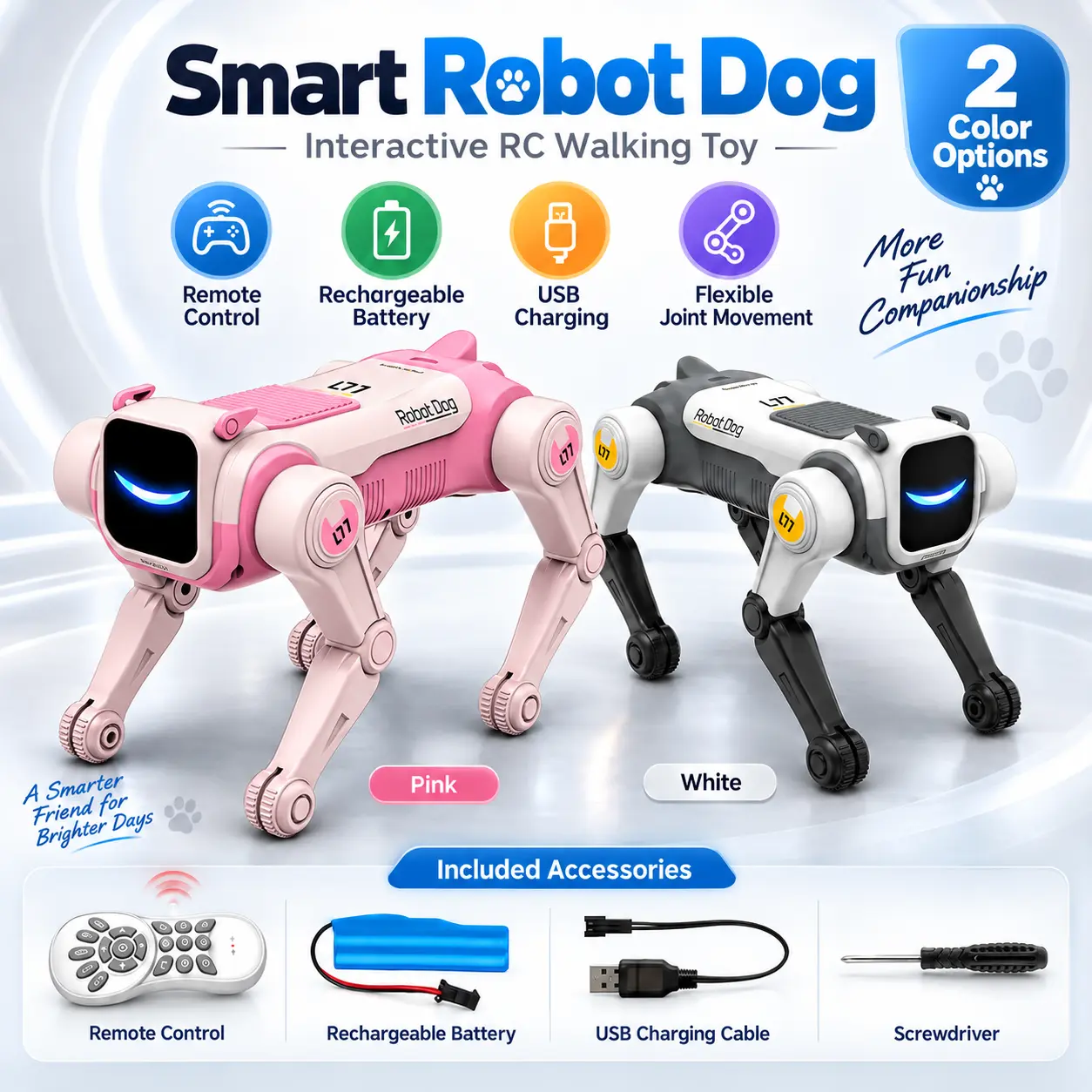 Free Shipping Electric Remote-Control Robot Dog Toy, Realistic Robot Puppy, Voice-Controlled Bionic Mechanical Dog, Unisex Gift (Batteries Included) familyfun