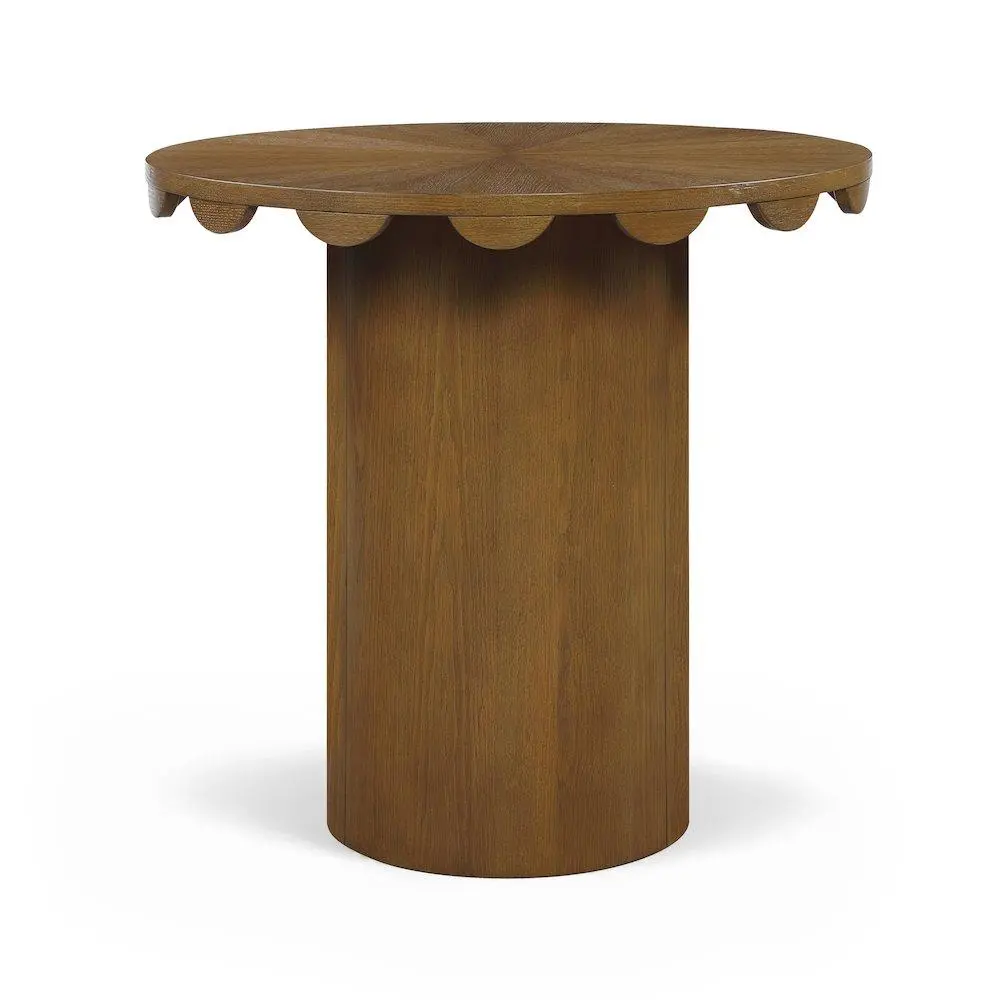 Dahlia Counter Height Table - 36 in, Brown Solid Wood, Natural Cane, Wood Base