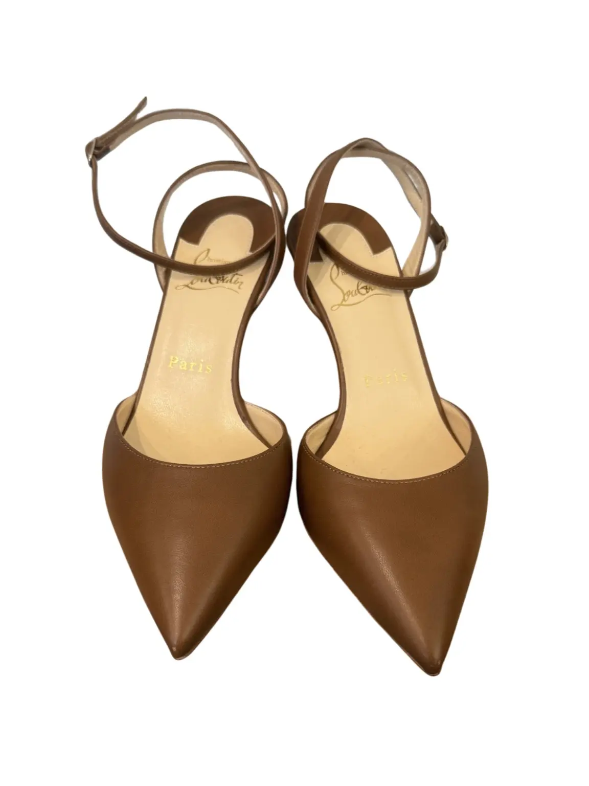 Pre-Owned Christian Louboutin Brown Kitten hells W/ Adjustable straps