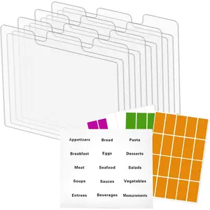 12 Clear Acrylic 4x6 Recipe Card Dividers with Tabs Durable Recipe Box Dividers Including 1 Pre-Printed and 4 Blank Label Sheets