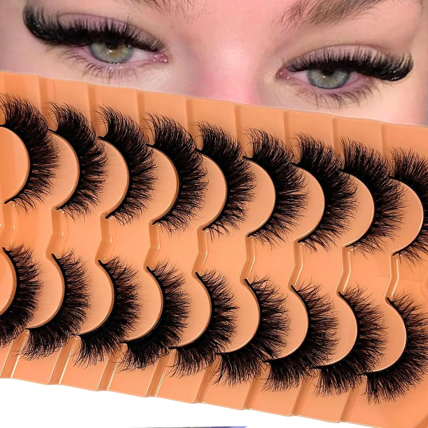 Cat Eye Lashes Mink Wispy Strip Lashes Natural Look Short Fluffy Fox Eye False Eyelashes
