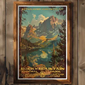 Rocky Mountain National Park Poster, Colorado Travel Print, Home Decor, Wall Art Painting, Hiking Gift | Wall Decor