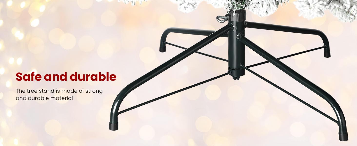 SHareconn 2025 4/5/6/7.5/9FT Pre-lit Warm Lights Snow Flocked Artificial Christmas Tree with Dense Branches, Deluxe Design, Ideal Holiday Decoration