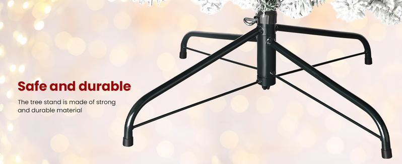 SHareconn 2025 4/5/6/7.5/9FT Pre-lit Warm Lights Snow Flocked Artificial Christmas Tree with Dense Branches, Deluxe Design, Ideal Holiday Decoration