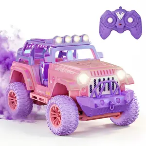 YULONG Pink 1:16 RC Model Car for Girls, 2.4GHz Radio All-Terrain SUV, ABS Plastic Off-Road Racing Toy with Fog Spray, Butterfly Art, LED Lights, Music, Rechargeable Gift Vehicle Kit