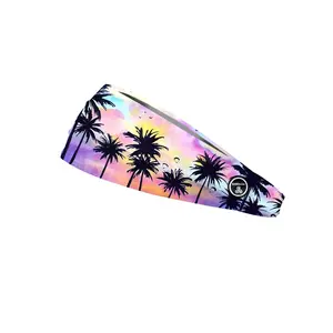 RAVEbandz The Pro - Wide Stretch Headband (Watercolor Palms Pink)