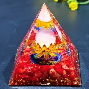 Life Flower Crystal Ball Pyramid, Home Decor Gemstone, Chakra Meditation Yoga Gift, Perfect Present for Mother & Friends