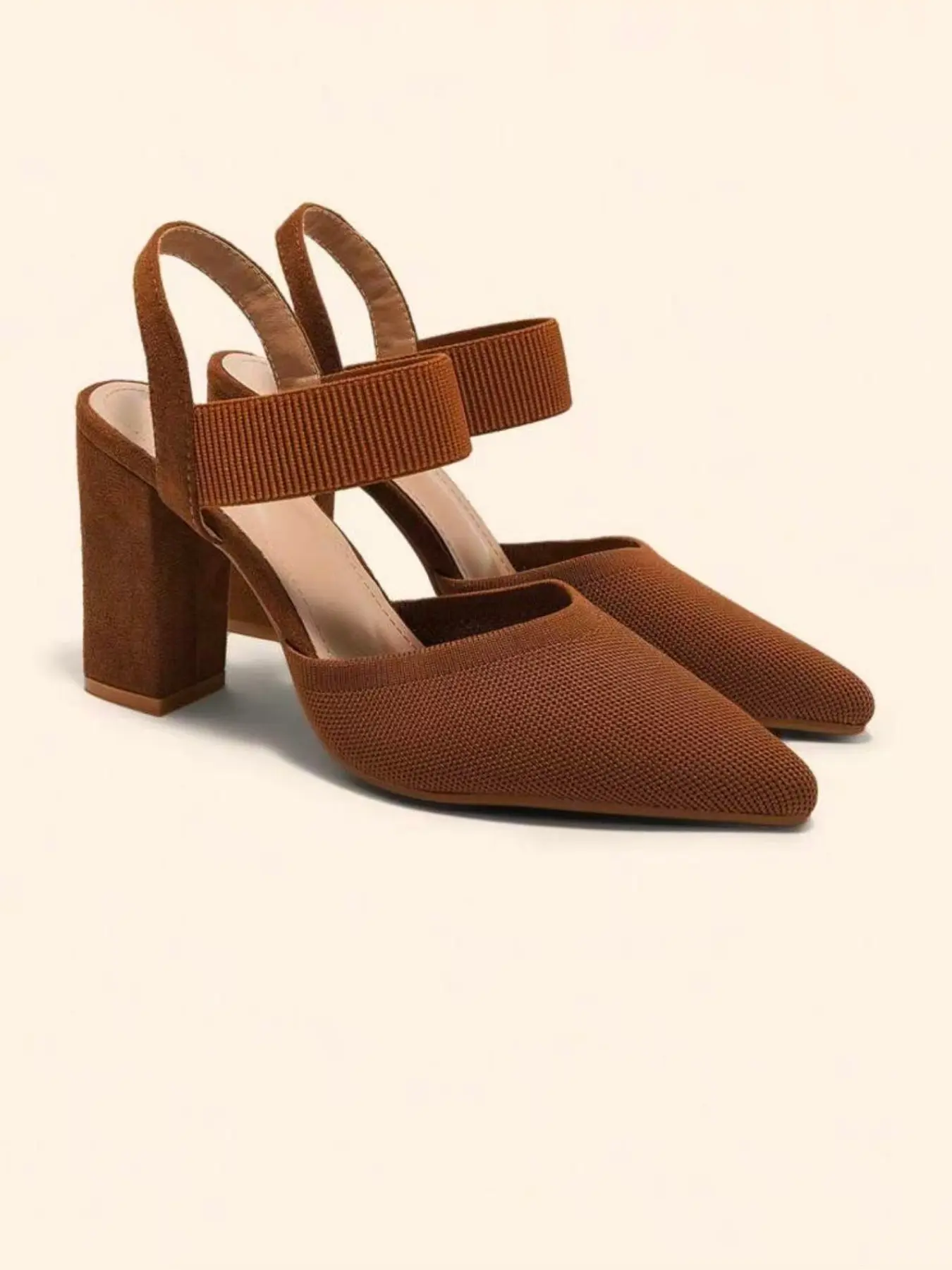 Women's High Heel Fashionable Sandals Comfortable Thick Sole Slip-On Shoes Enhance Leg Length Elegant and Unique Style Fabric Upper Pointed Toe Less Than Ankle Height Elegant Classy Sandals Elegant Heeled Sandals