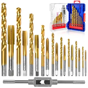 18 count Metric Drill and Tap Set with 1 count Tap Wrench, M2 HSS Thread Tap Set from M2 to M12, Combination of Drill and Tap Set for Metal,with Exquisite Indexed Box