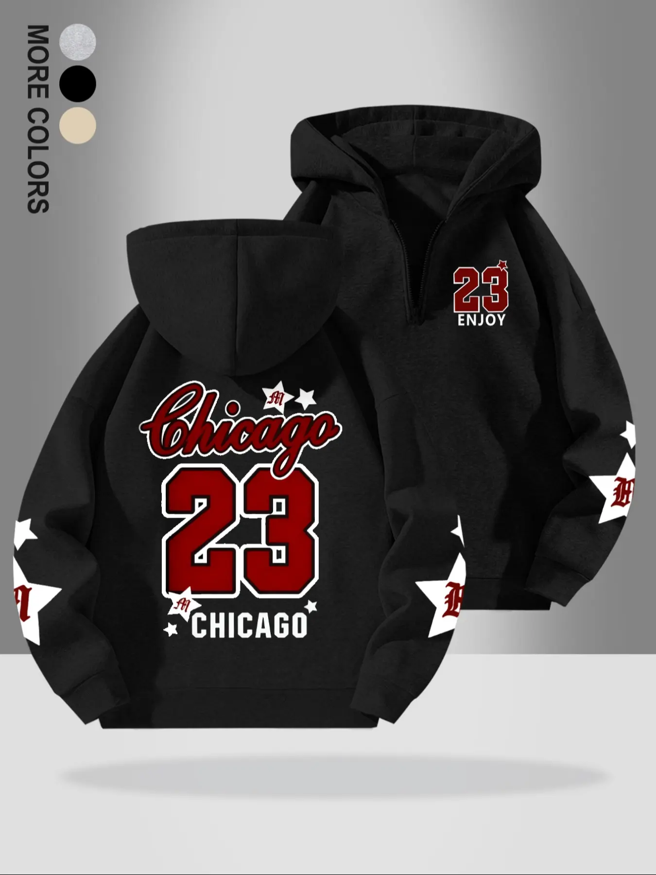 Men's Letter Number Graphic Pattern Print Half-Zip Athletic Sports Fitted Knit Fabric Long Sleeve Hoodie, Essential Fleece-Lined Sweatshirt, Casual Fall & Winter Wear, Heavyweight Streetwear Sweatshirts
