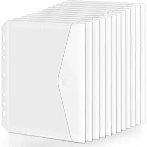 8.5x5.5 Inches 7-Hole Punched Poly Mini Binder Pockets - 12 Pack