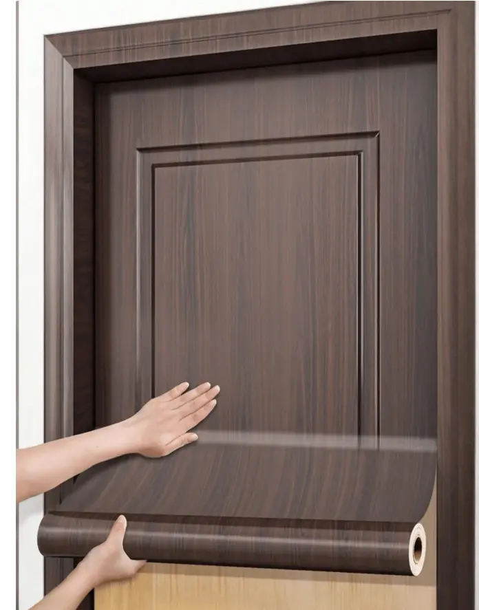 Maroon Wood Grain Self Adhesive Wallpaper Removable Floor Furniture Sticker