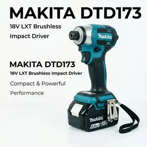 Makita DTD173 18V Brushless Impact Driver, 180Nm Torque, 0-3800IPM for Precision Fastening tool kit set