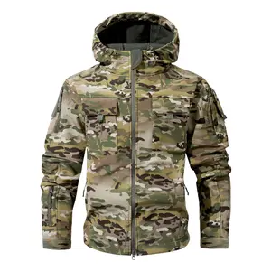 Men's Camouflage Trench Coat Jacket - Warm Thick Outdoor Hooded Overcoat, Suitable for Cold Weather, Polyester Fiber, Loose Fit, Zipper Design, Camouflage Pattern, Machine Washable, Winter Jacket Casual Long Sleeve
