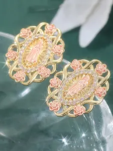 Elegant Flower Design Virgin Mary Earrings for Women & Girls Holiday Party Engagement, Perfect for Daily Wear Jewlry Accessories Anniversary Mother's Day Gift, Statement Earrings