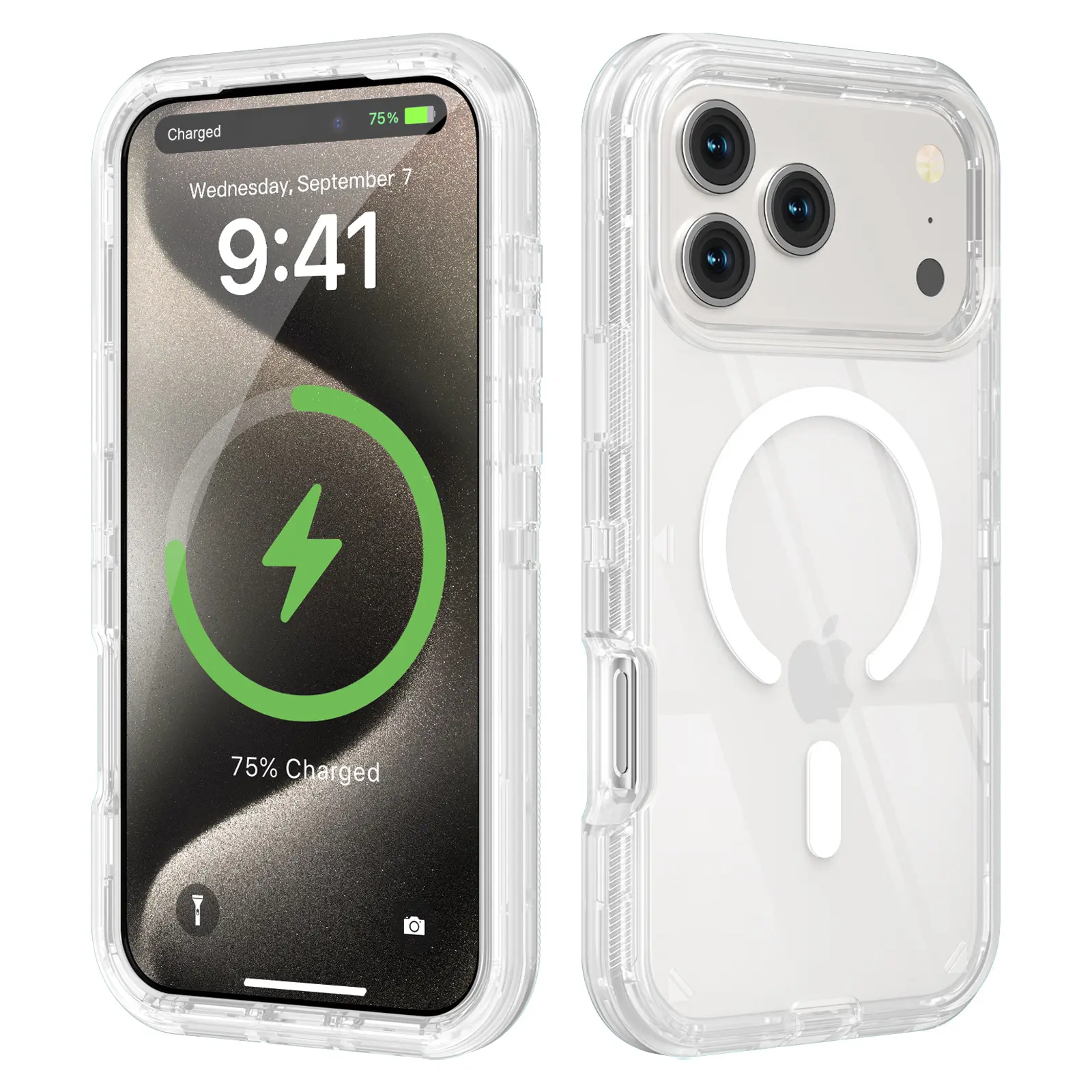 Multi-Layer Case for iPhone 17 Pro Max 16 15 14 13, Magnetic Defender Case Compatible with MagSafe, Heavy Duty Military-Grade Protection Shockproof Case, Translucent Transparent Phone Case