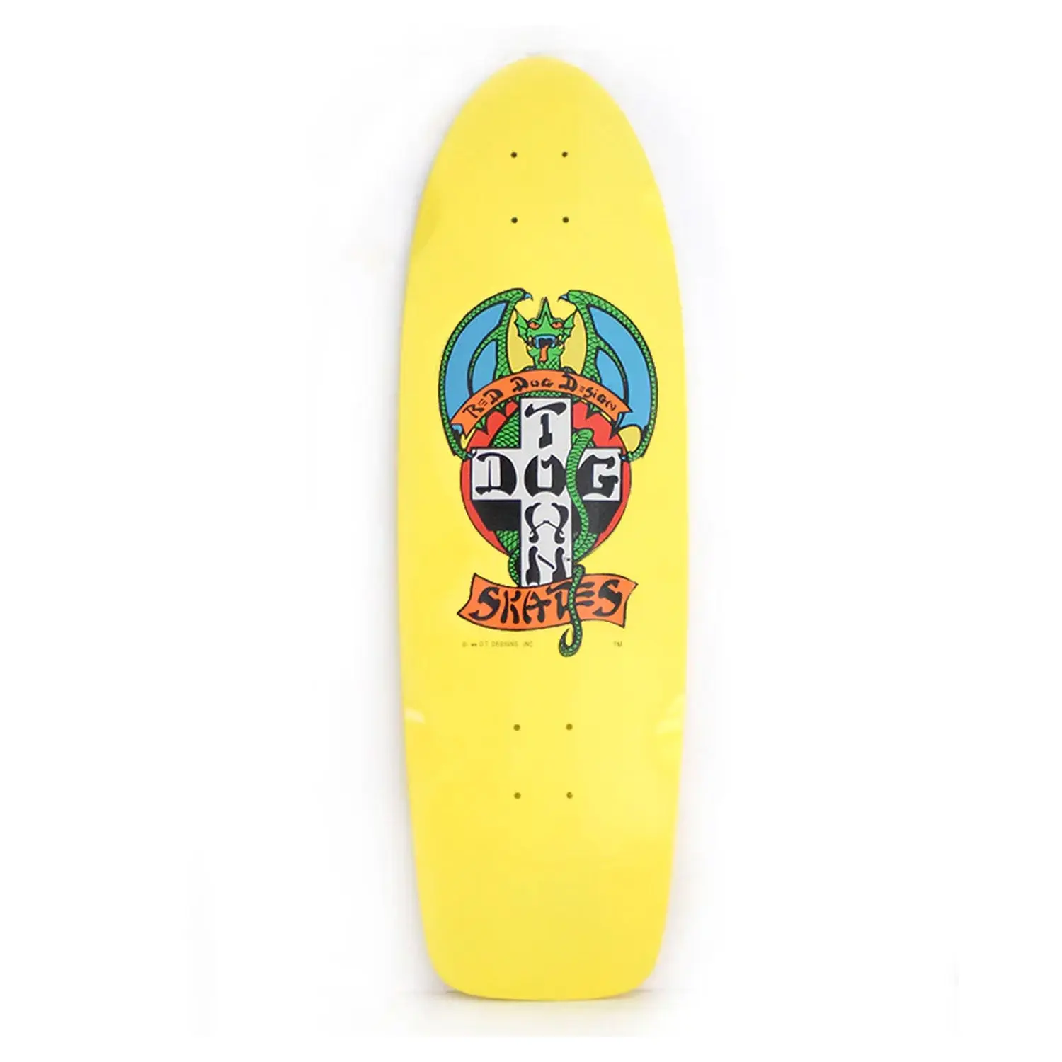 Dogtown Old School Skateboard Deck OG Red Dog 70's Rider Yellow 9" x 30.57"