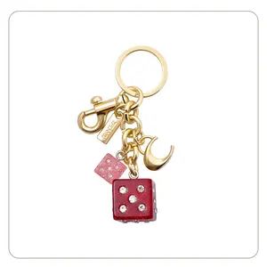 Fashionable personality versatile two-color large and small dice keychain, ladies' gift, friend's holiday gift