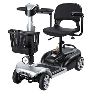 4 Wheels Mobility Scooter for Adults & Seniors, Lightweight Foldable 5 MPH Speed 7.46 Miles Range Electric Powered Travel Scooter with LED Headlights and Basket, Charger Included