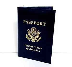 BLACK USA PATENT LEATHER PASSPORT COVER Travel Leather Organizer Wallet