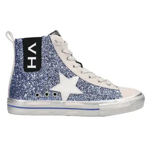 Vintage Havana Womens Alive Metallic Glitter High  Sneakers Shoes Casual - Blue