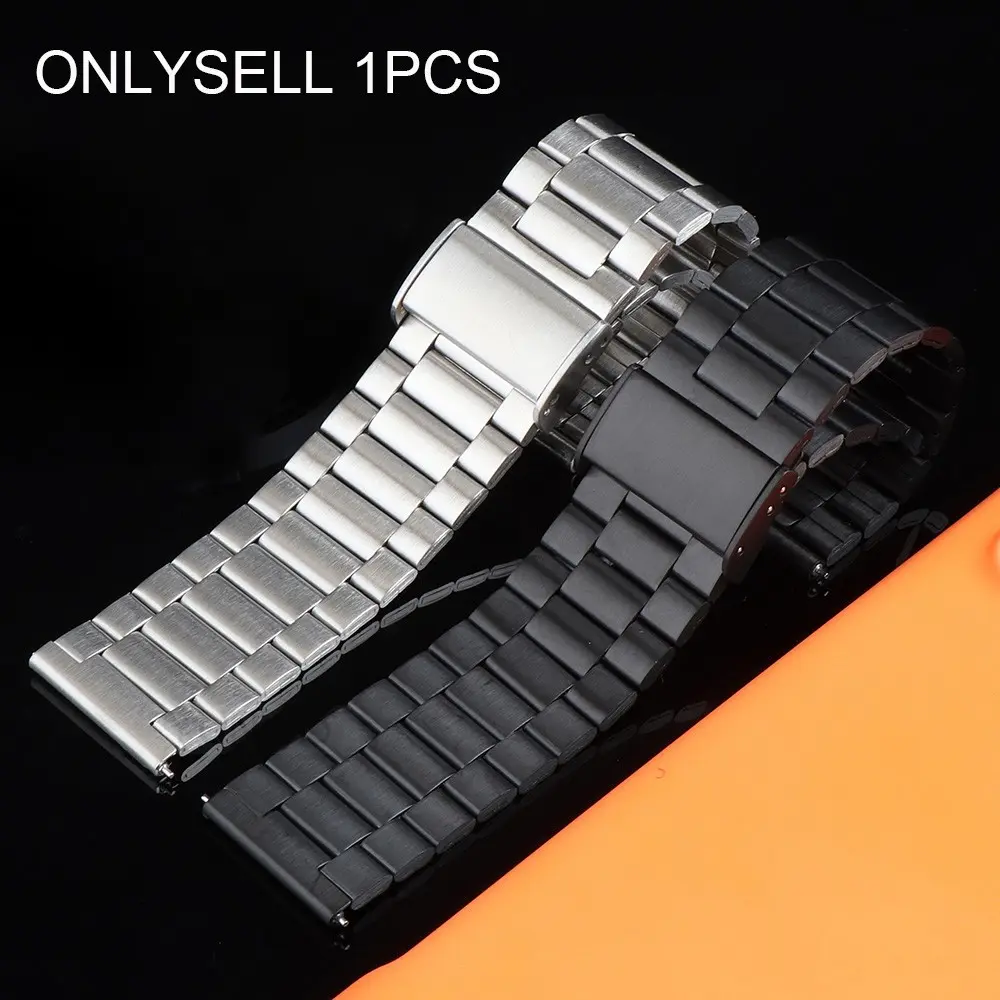 22mm Slim Stainless Steel Three-Row Hollow Watch Band for Huawei Gt 5 4 3 2 46mm, Fits Xiaomi S4 S3 S2 S1 47mm, Compatible with Amazfit Honor Smartwatches, Unisex Watch Strap Accessories, Smartwatch Compatible Bands